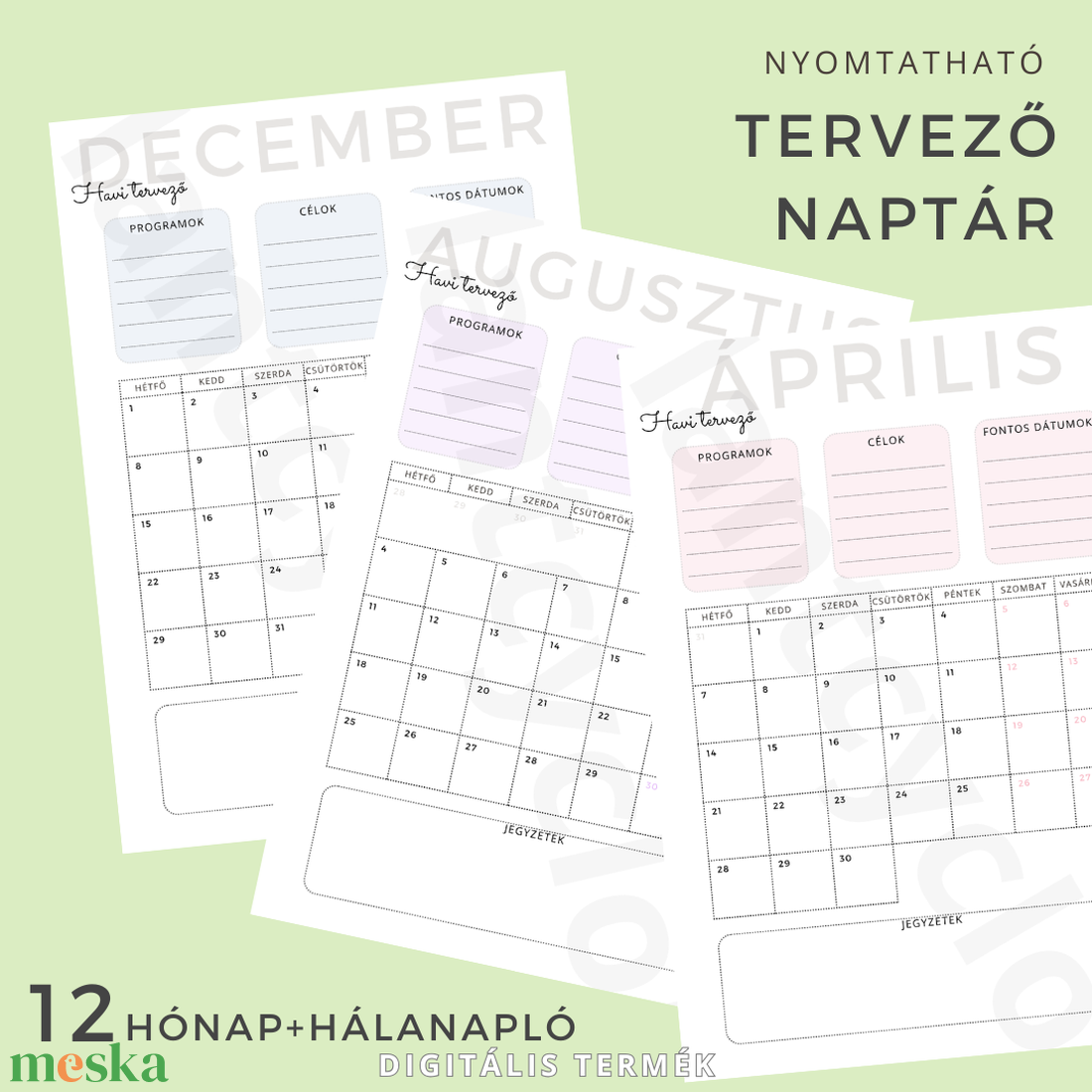 Nyomtatható Havi Tervezőnaptár - otthon & életmód - papír, írószer - naptár & tervező - Meska.hu Nyomtatható Havi Tervezőnaptár - otthon & életmód - papír, írószer - naptár & tervező - Meska.hu