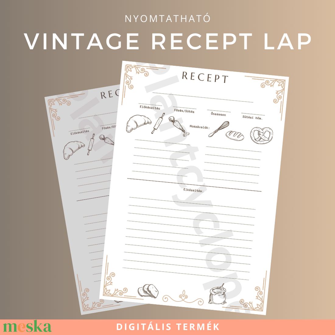 Nyomtatható Vintage Receptes Lap Őrizd meg és tedd különlegessé a kedvenc receptjeidet - otthon & életmód - papír, írószer - naptár & tervező - Meska.hu Nyomtatható Vintage Receptes Lap Őrizd meg és tedd különlegessé a kedvenc receptjeidet - otthon & életmód - papír, írószer - naptár & tervező - Meska.hu