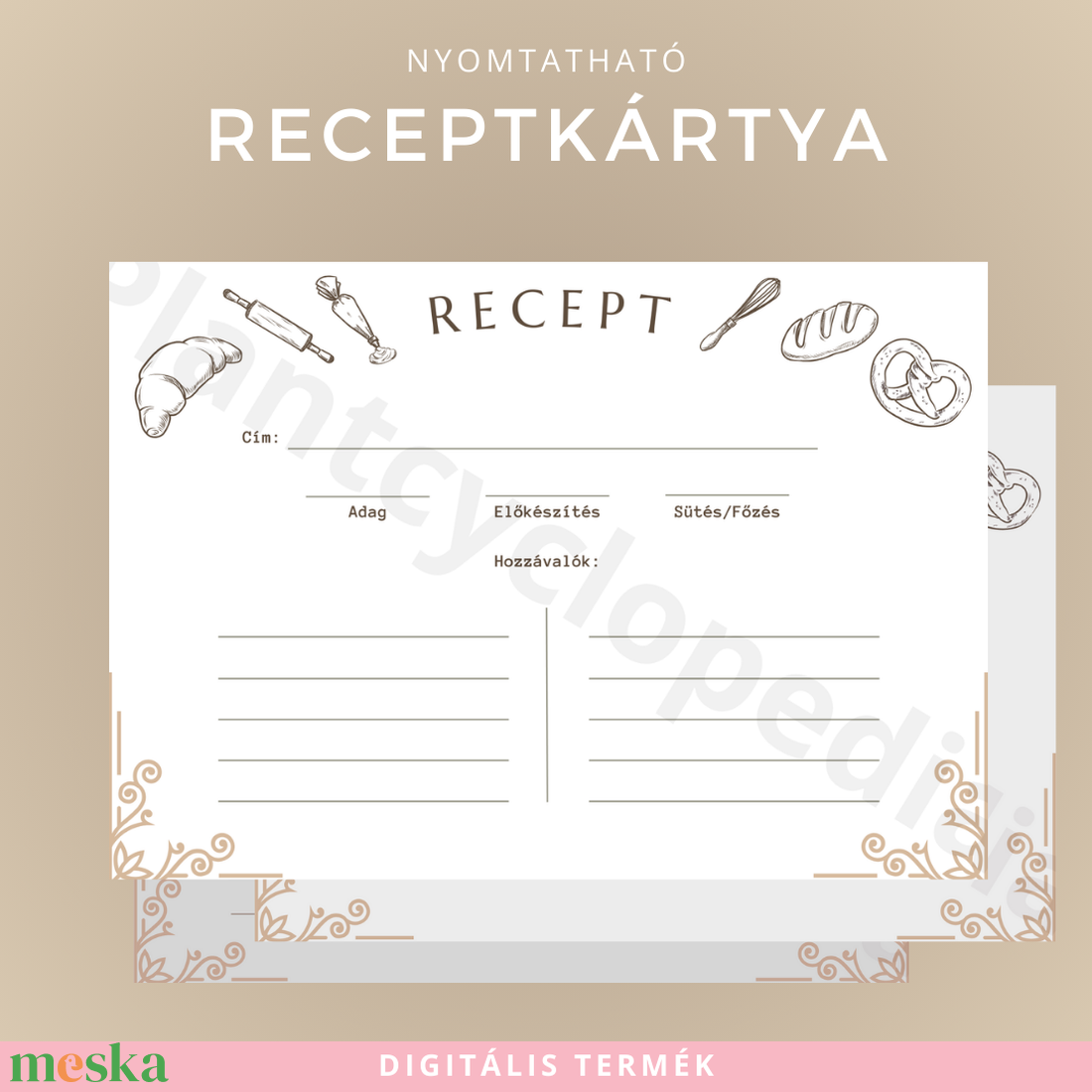 Nyomtatható Vintage Receptkártya Őrizd meg rendszerezetten a kedvenc receptjeidet - otthon & életmód - papír, írószer - naptár & tervező - Meska.hu Nyomtatható Vintage Receptkártya Őrizd meg rendszerezetten a kedvenc receptjeidet - otthon & életmód - papír, írószer - naptár & tervező - Meska.hu