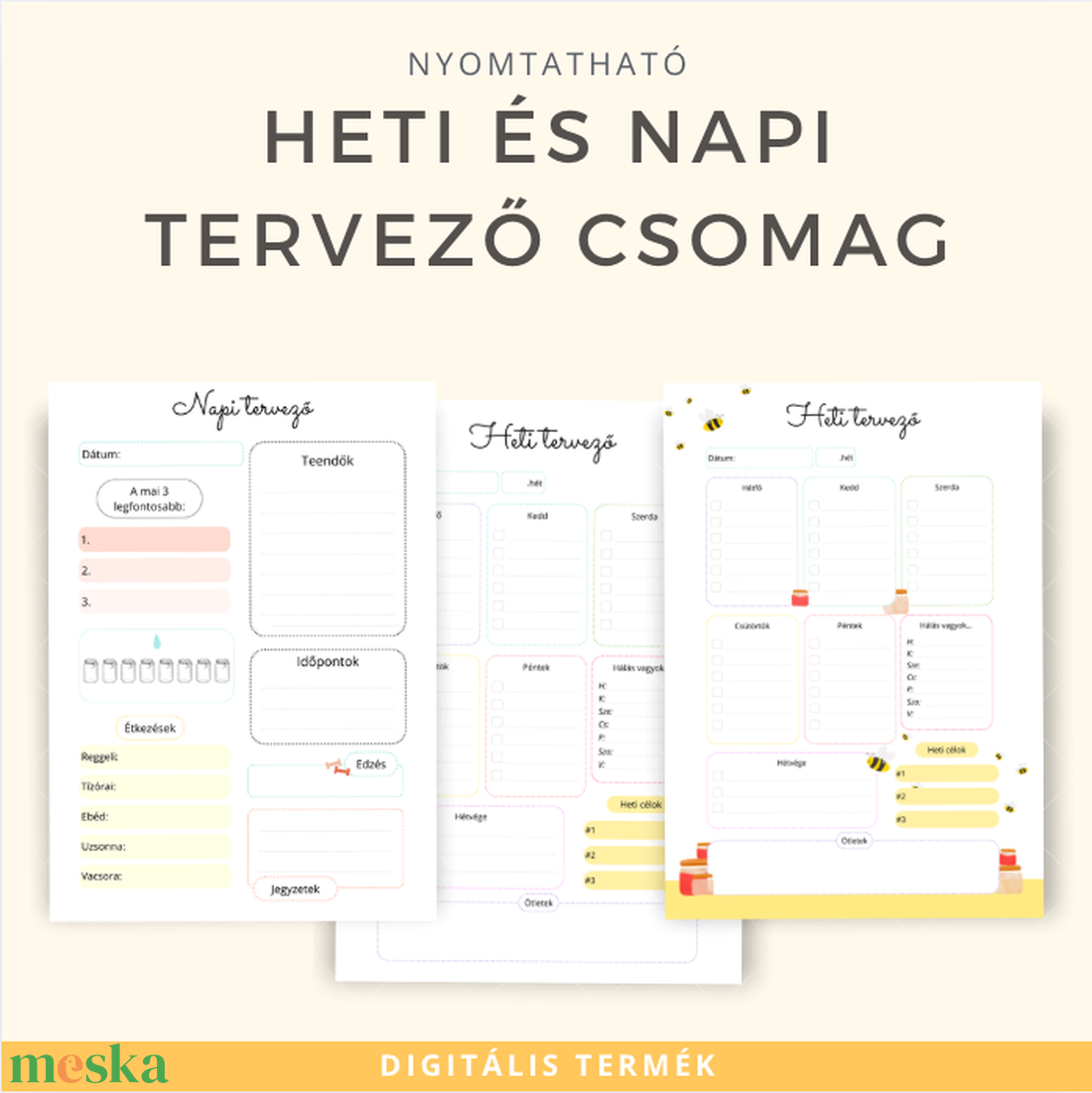 Nyomtatható Heti és Napi Tervező Csomag - otthon & életmód - papír, írószer - naptár & tervező - Meska.hu