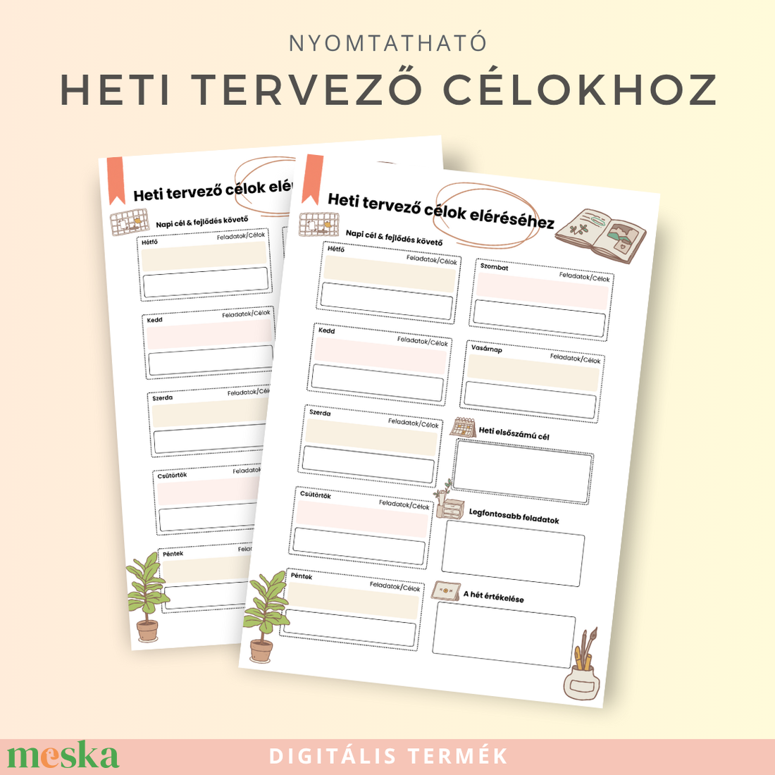 Nyomtatható Heti Tervező Célokhoz - otthon & életmód - papír, írószer - naptár & tervező - Meska.hu Nyomtatható Heti Tervező Célokhoz - otthon & életmód - papír, írószer - naptár & tervező - Meska.hu