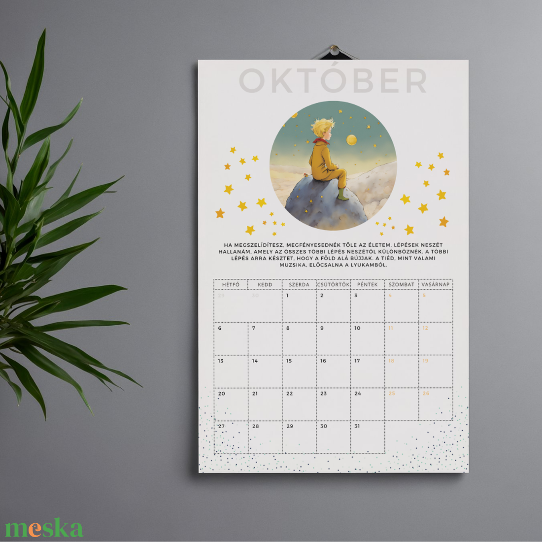 A Kisherceg 2026-os Nyomtatható Falinaptár � Inspiráló Idézetek és Varázslatos Illusztrációk - otthon & életmód - papír, írószer - naptár & tervező - Meska.hu