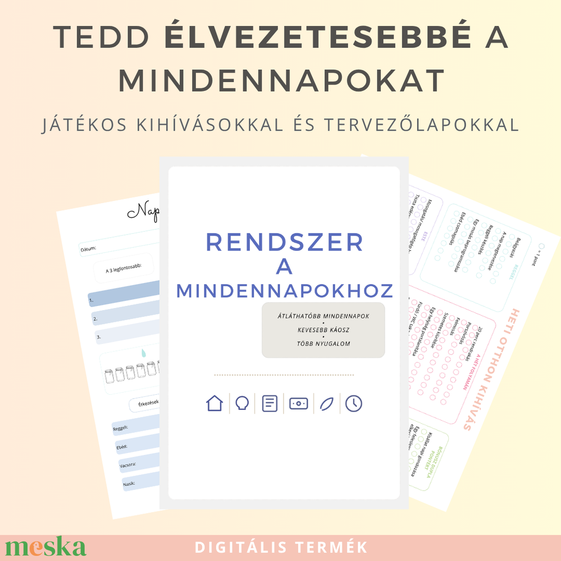 Otthon, ami működik - Játékos kihívásokkal és tervezőlapokkal a könnyebb mindennapokhoz - otthon & életmód - papír, írószer - naptár & tervező - Meska.hu