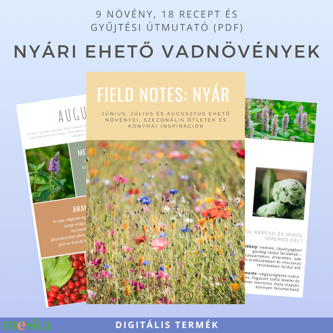Nyári ehető vadnövények � 9 növény, 18 recept és gyűjtési útmutató (PDF) - otthon & életmód - konyhafelszerelés, tálalás - sütés, főzés - receptfüzet - Meska.hu