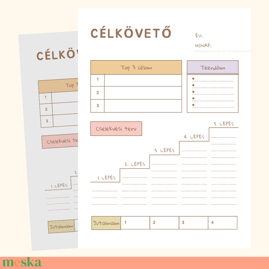Nyomtatható Célkövető � 5 Lépéses Cselekvési Terv a Célok Sikeres Megvalósításáért - otthon & életmód - papír, írószer - naptár & tervező - Meska.hu