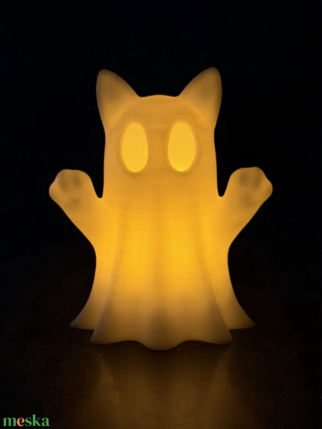  Világító cicás szellem dekoráció - otthon & életmód - dekoráció - halloween - halloweeni figurák - Meska.hu