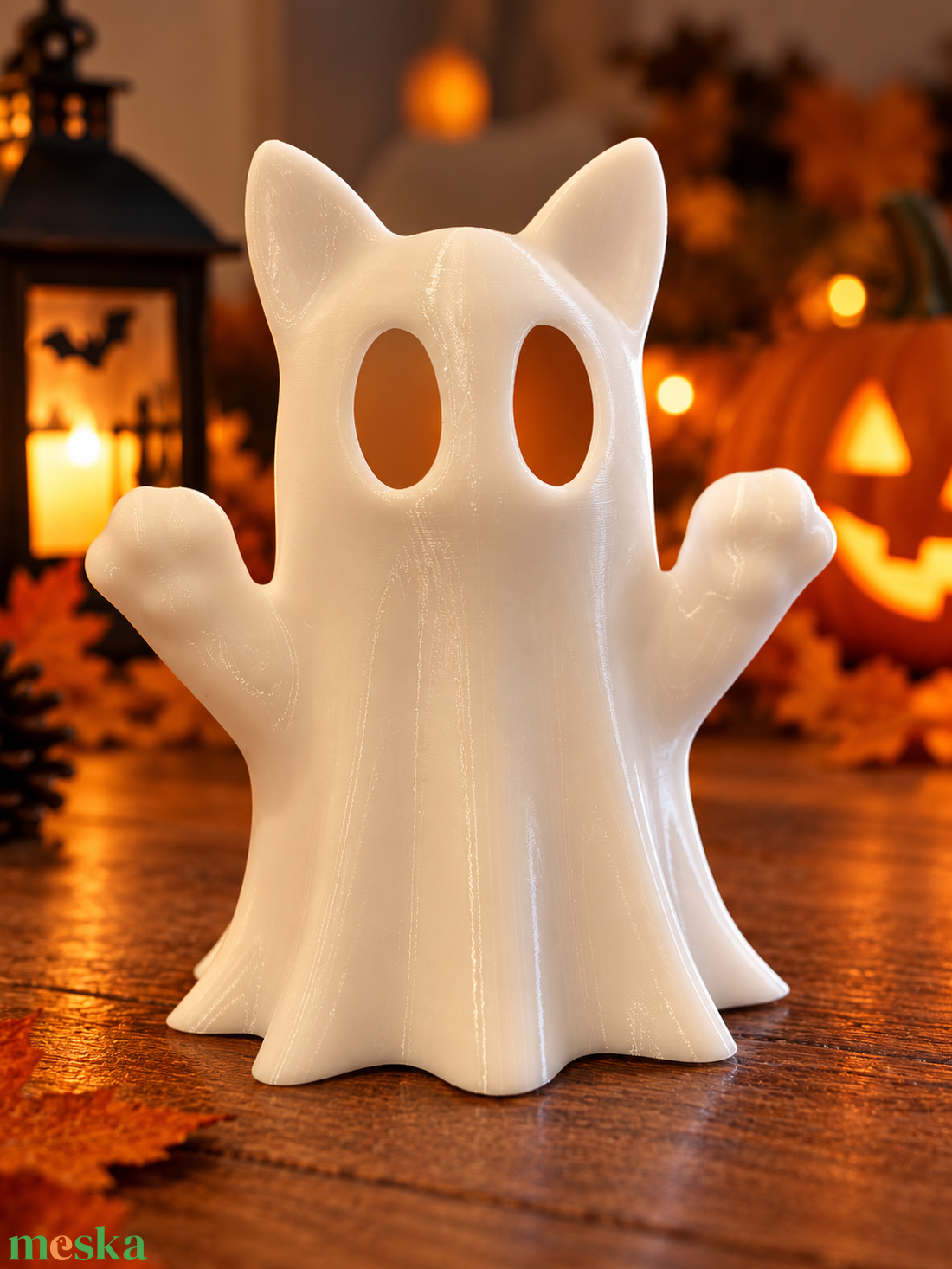  Világító cicás szellem dekoráció - otthon & életmód - dekoráció - halloween - halloweeni figurák - Meska.hu