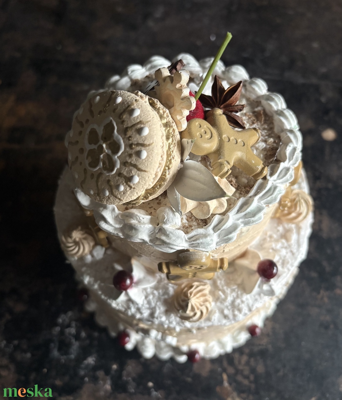 Mézis Karácsonyi torta replika - karácsony - karácsonyi lakásdekoráció - ünnepi asztaldekoráció - Meska.hu