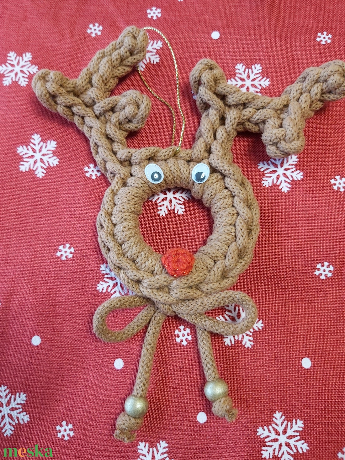 Horgolt karácsonyfadísz rénszarvas  - karácsony - karácsonyi lakásdekoráció - karácsonyfadíszek - Meska.hu
