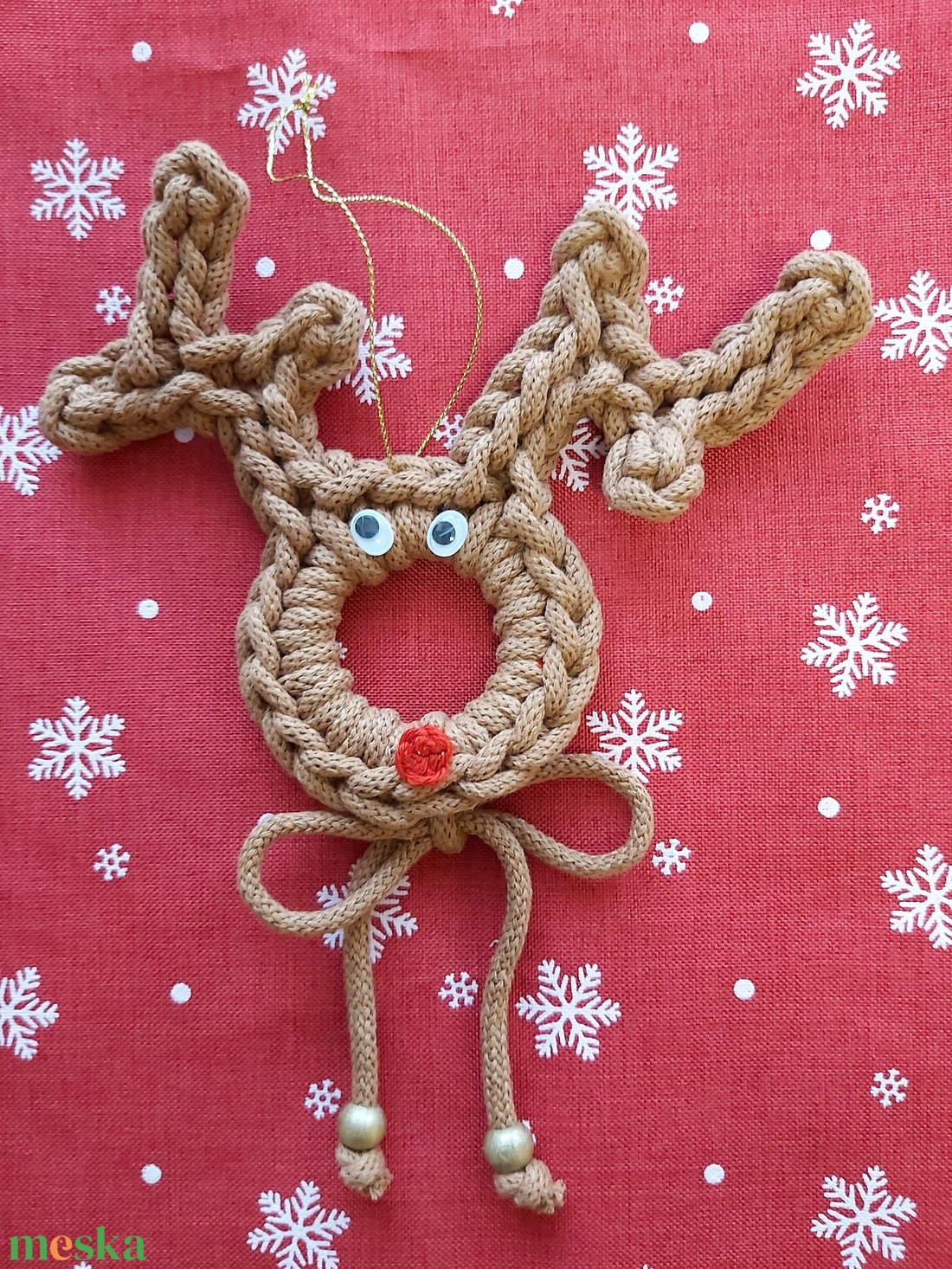 Horgolt karácsonyfadísz rénszarvas  - karácsony - karácsonyi lakásdekoráció - karácsonyfadíszek - Meska.hu