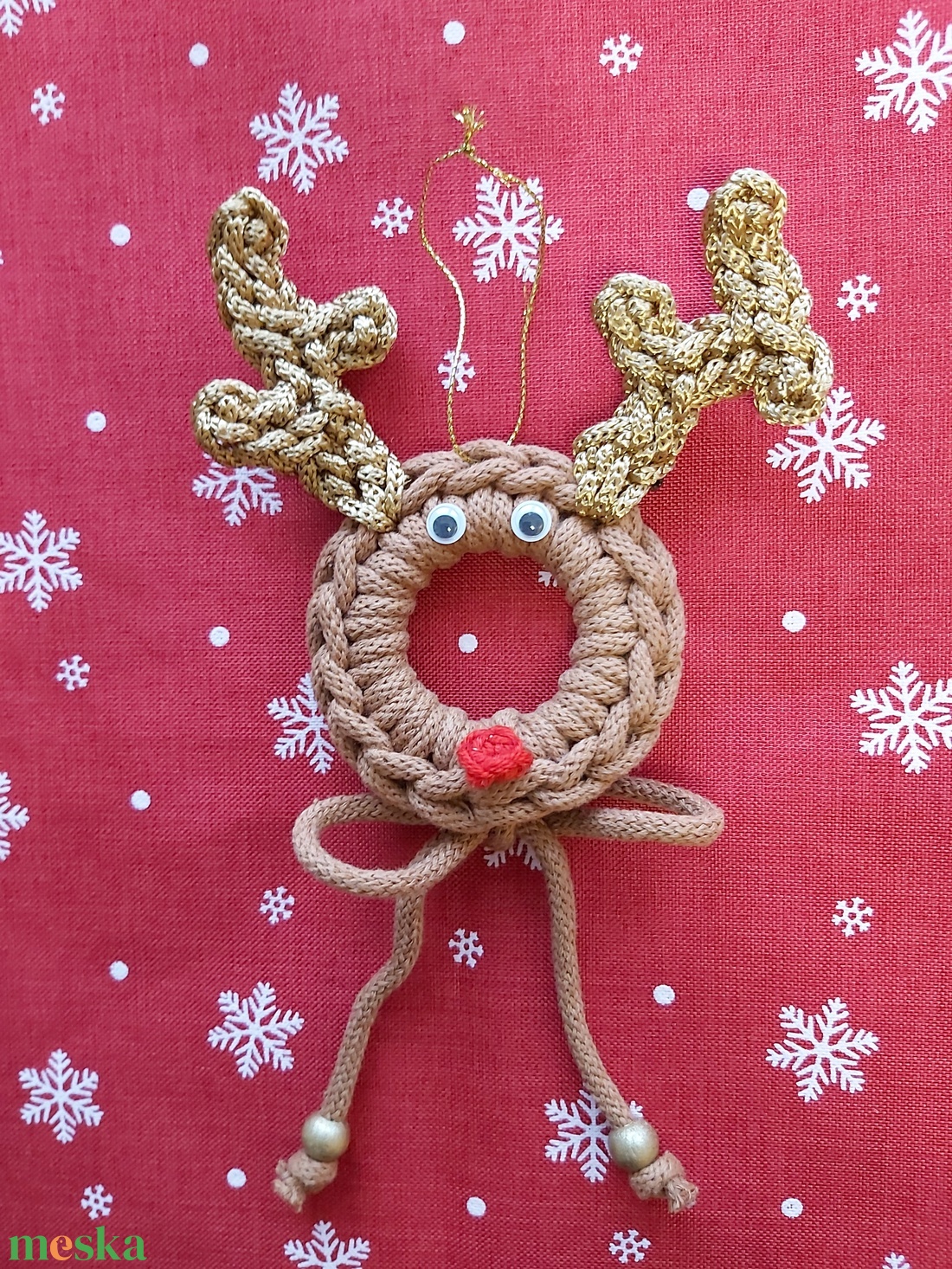 Horgolt karácsonyfadísz rénszarvas  - karácsony - karácsonyi lakásdekoráció - karácsonyfadíszek - Meska.hu