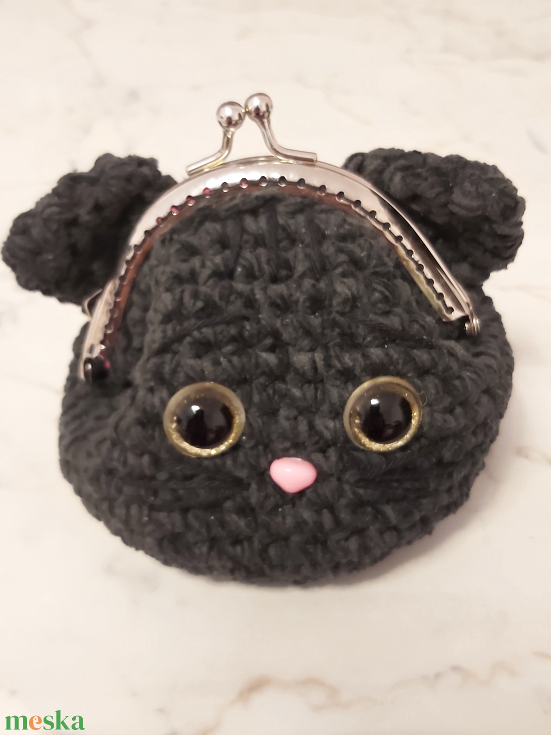 Mini horgolt cica pénztárca - táska & tok - pénztárca & más tok - aprópénztartó - Meska.hu