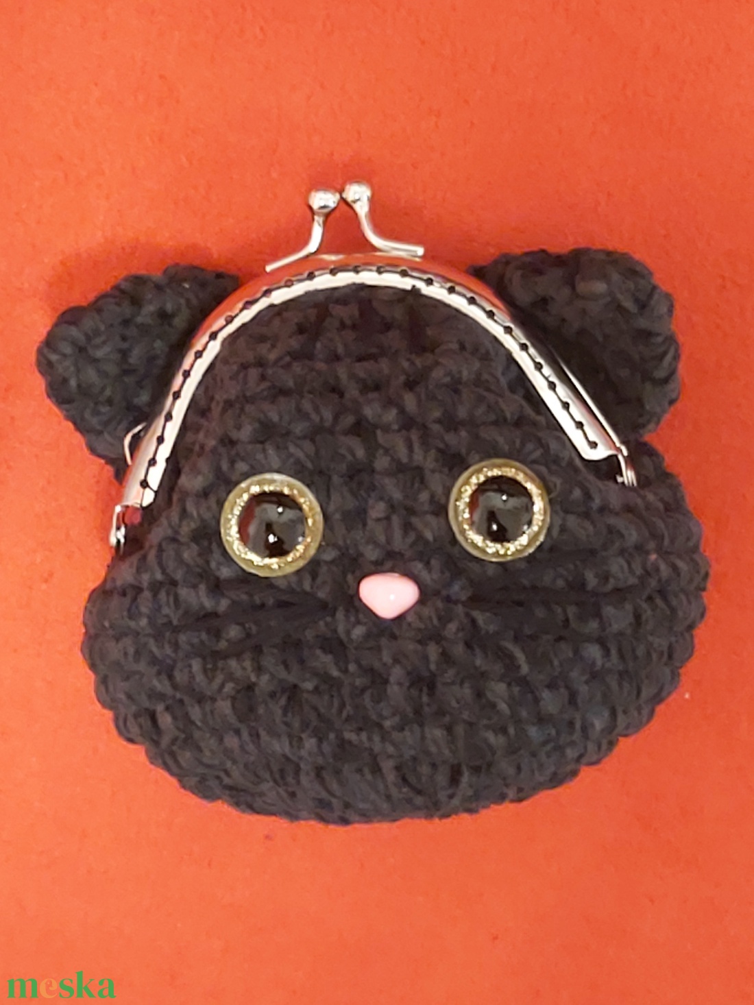 Mini horgolt cica pénztárca - táska & tok - pénztárca & más tok - aprópénztartó - Meska.hu