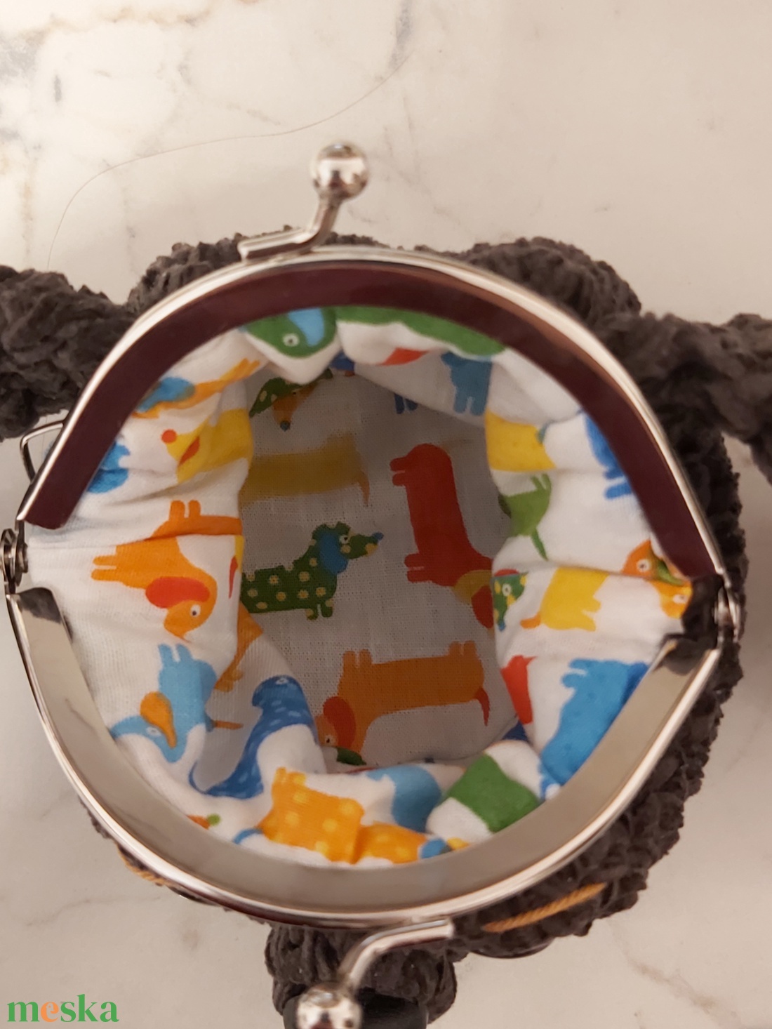 Mini horgolt nagyfülű kutya pénztárca - táska & tok - pénztárca & más tok - aprópénztartó - Meska.hu