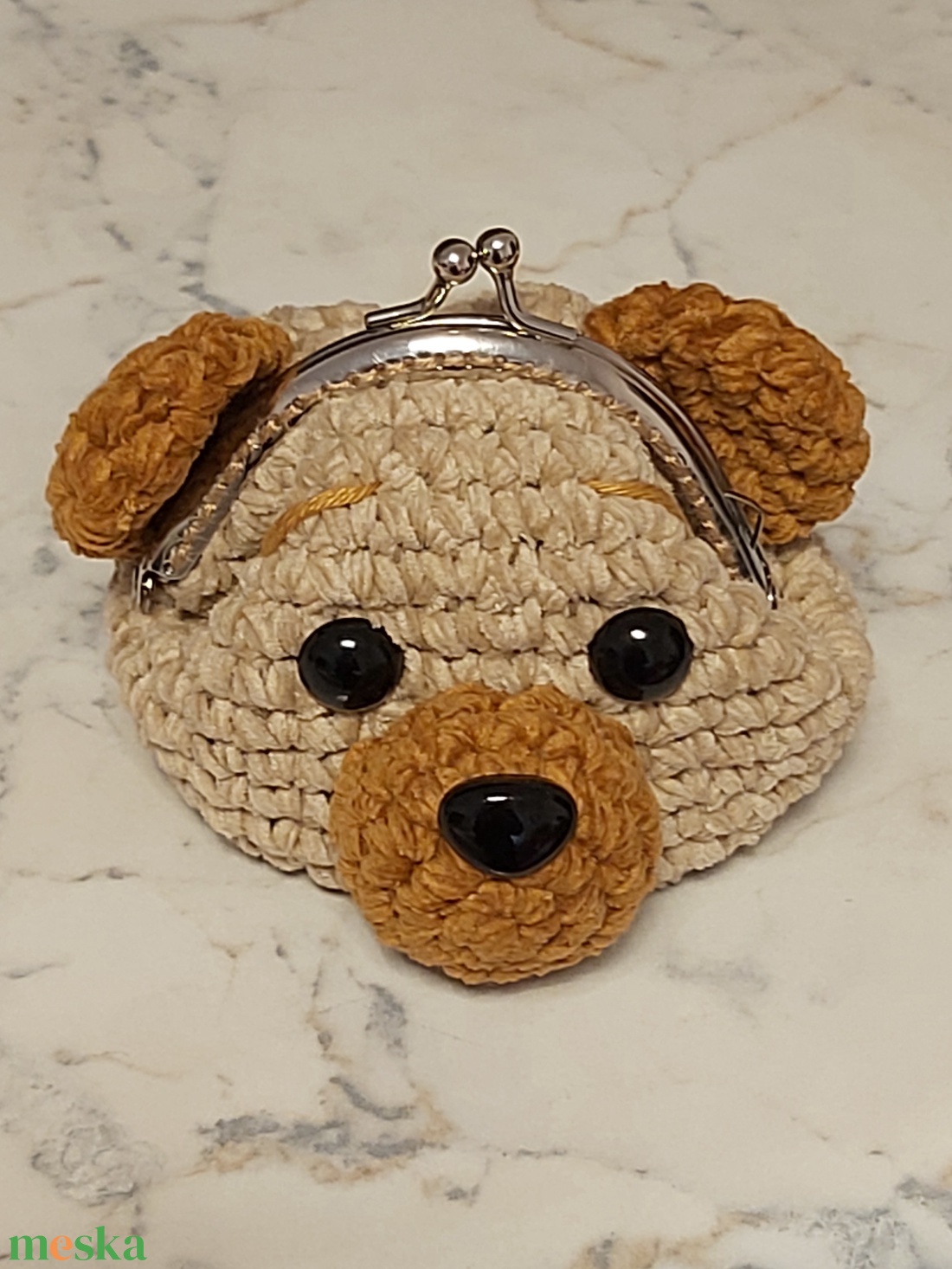 Mini horgolt mackó pénztárca - táska & tok - pénztárca & más tok - aprópénztartó - Meska.hu