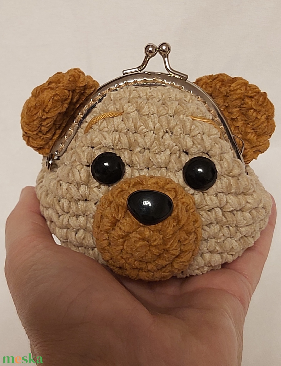 Mini horgolt mackó pénztárca - táska & tok - pénztárca & más tok - aprópénztartó - Meska.hu