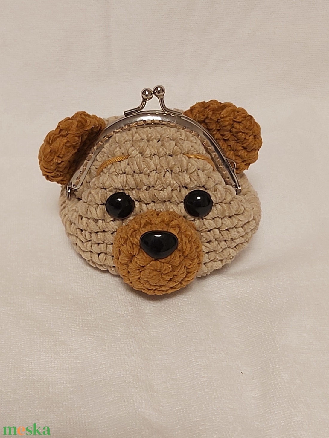 Mini horgolt mackó pénztárca - táska & tok - pénztárca & más tok - aprópénztartó - Meska.hu