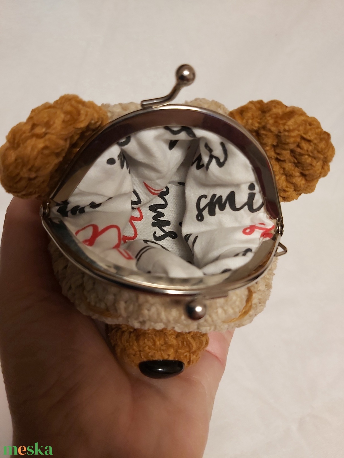 Mini horgolt mackó pénztárca - táska & tok - pénztárca & más tok - aprópénztartó - Meska.hu