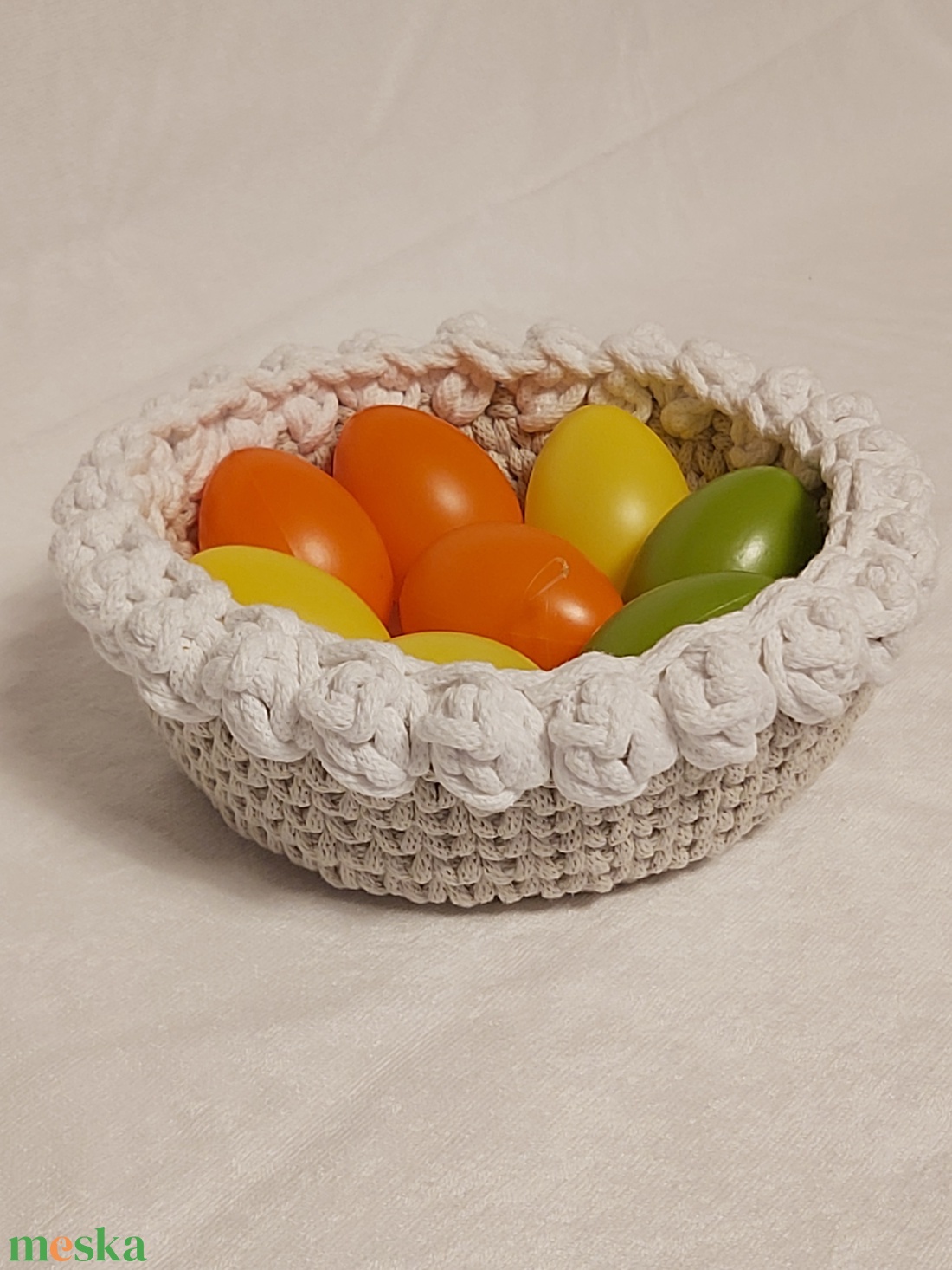 Horgolt tulipános kosár - otthon & életmód - tárolás & rendszerezés - tárolókosár - Meska.hu