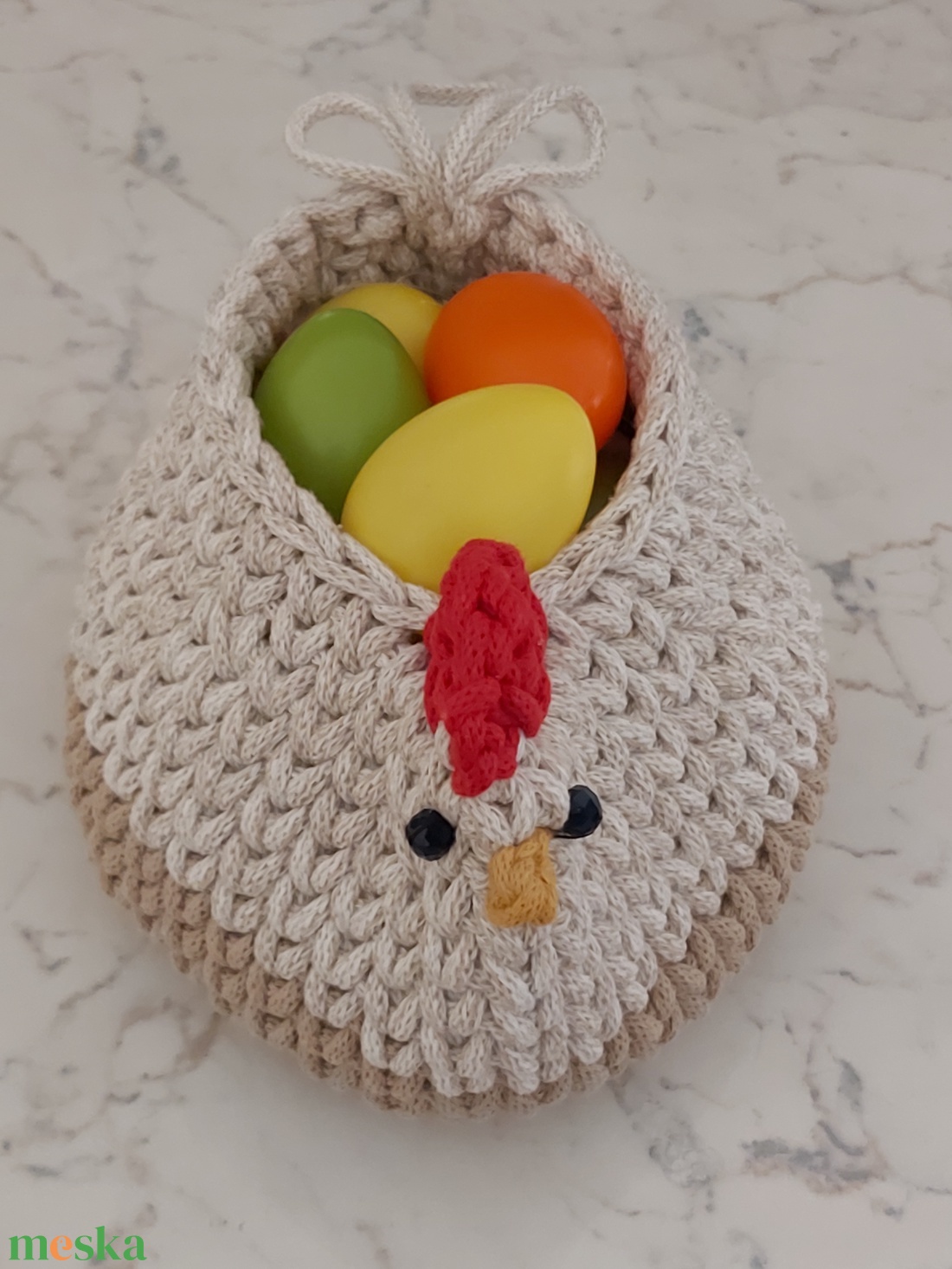 Horgolt tyúkocska kosár - otthon & életmód - dekoráció - asztal és polc dekoráció - dekorációs tál, tartó - Meska.hu