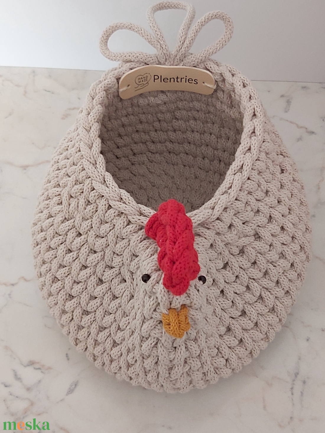 Horgolt tyúkocska kosár - otthon & életmód - dekoráció - asztal és polc dekoráció - dekorációs tál, tartó - Meska.hu