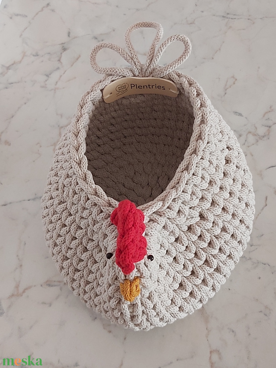 Horgolt tyúkocska kosár - otthon & életmód - dekoráció - asztal és polc dekoráció - dekorációs tál, tartó - Meska.hu