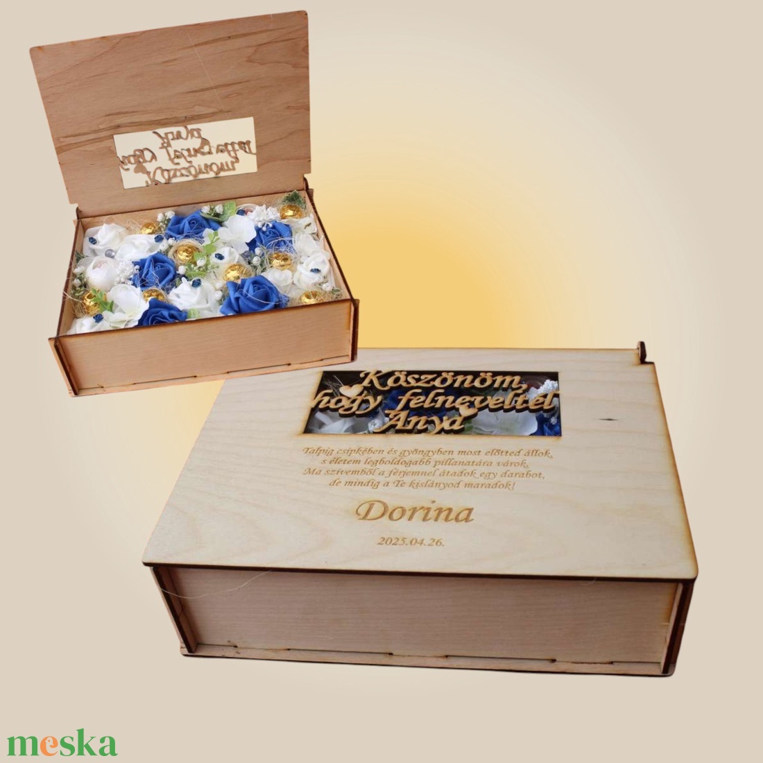 Köszönőajándék szülőknek esküvőre � személyre szabott fa emlékdoboz gravírral (PLSZ1506) - esküvő - emlék & ajándék - szülőköszöntő ajándék - Meska.hu