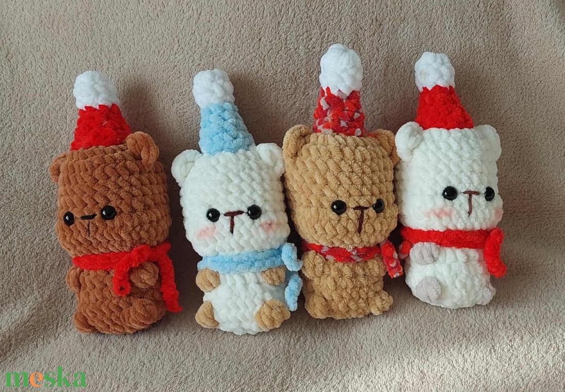 Karácsonyi maci - horgolt, 18 cm - játék & sport - plüssállat & játékfigura - maci - Meska.hu