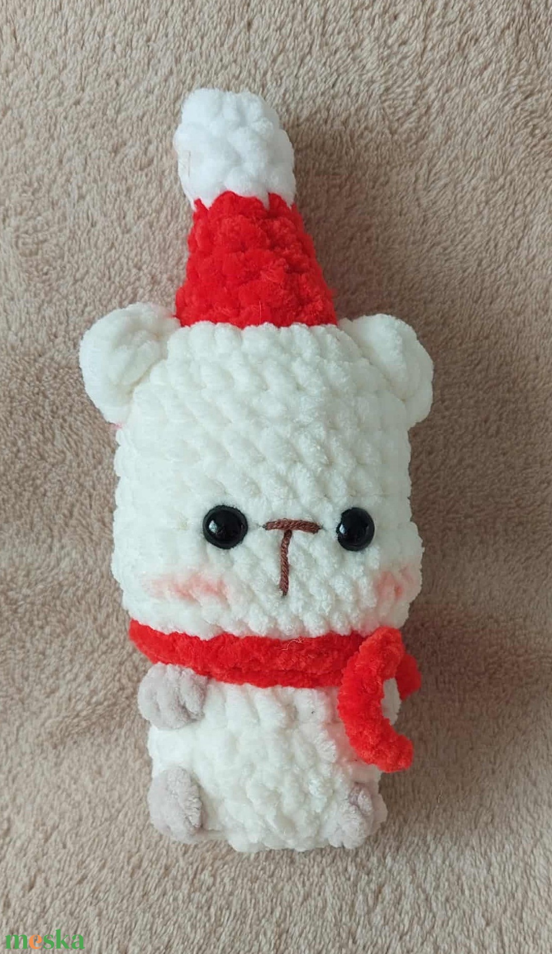 Karácsonyi maci - horgolt, 18 cm - játék & sport - plüssállat & játékfigura - maci - Meska.hu
