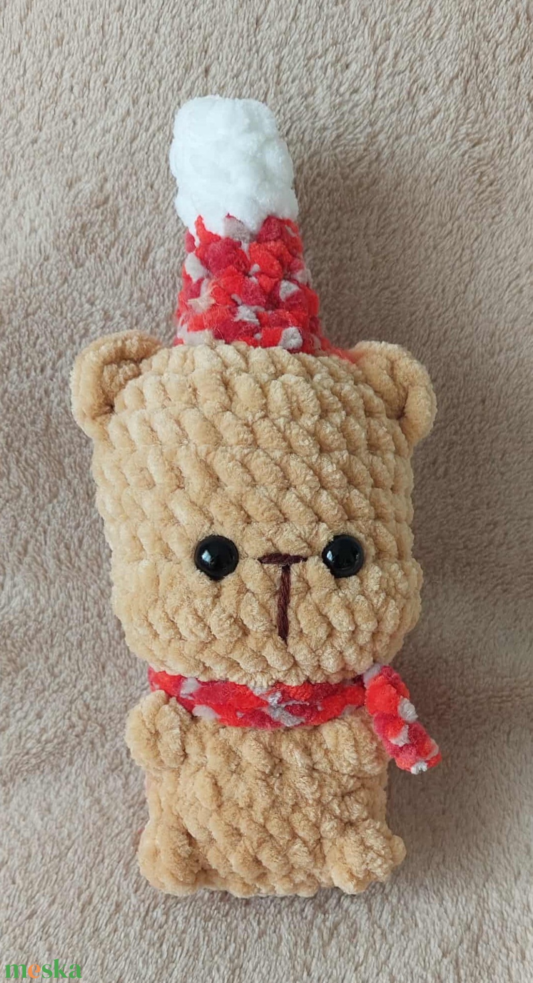Karácsonyi maci - horgolt, 18 cm - játék & sport - plüssállat & játékfigura - maci - Meska.hu