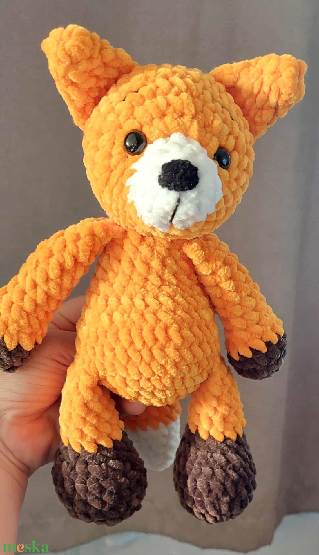 Horgolt róka - 25 cm - játék & sport - plüssállat & játékfigura - róka - Meska.hu