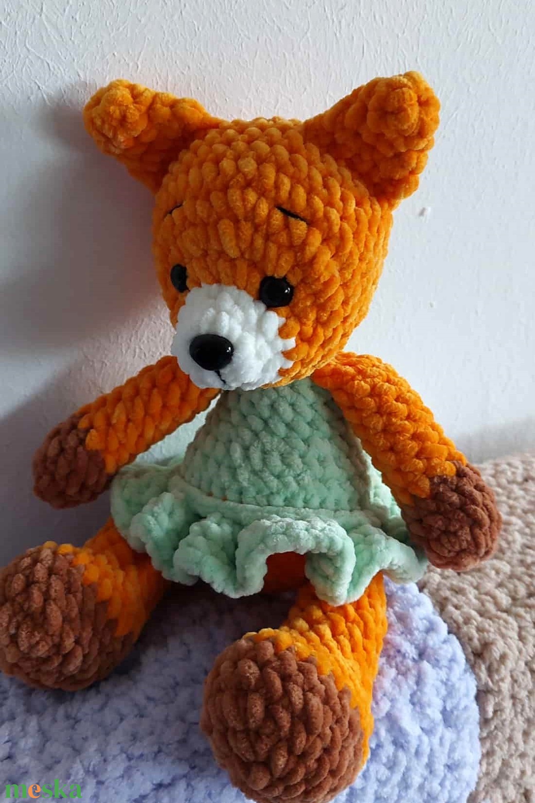 Horgolt róka - 25 cm - játék & sport - plüssállat & játékfigura - róka - Meska.hu