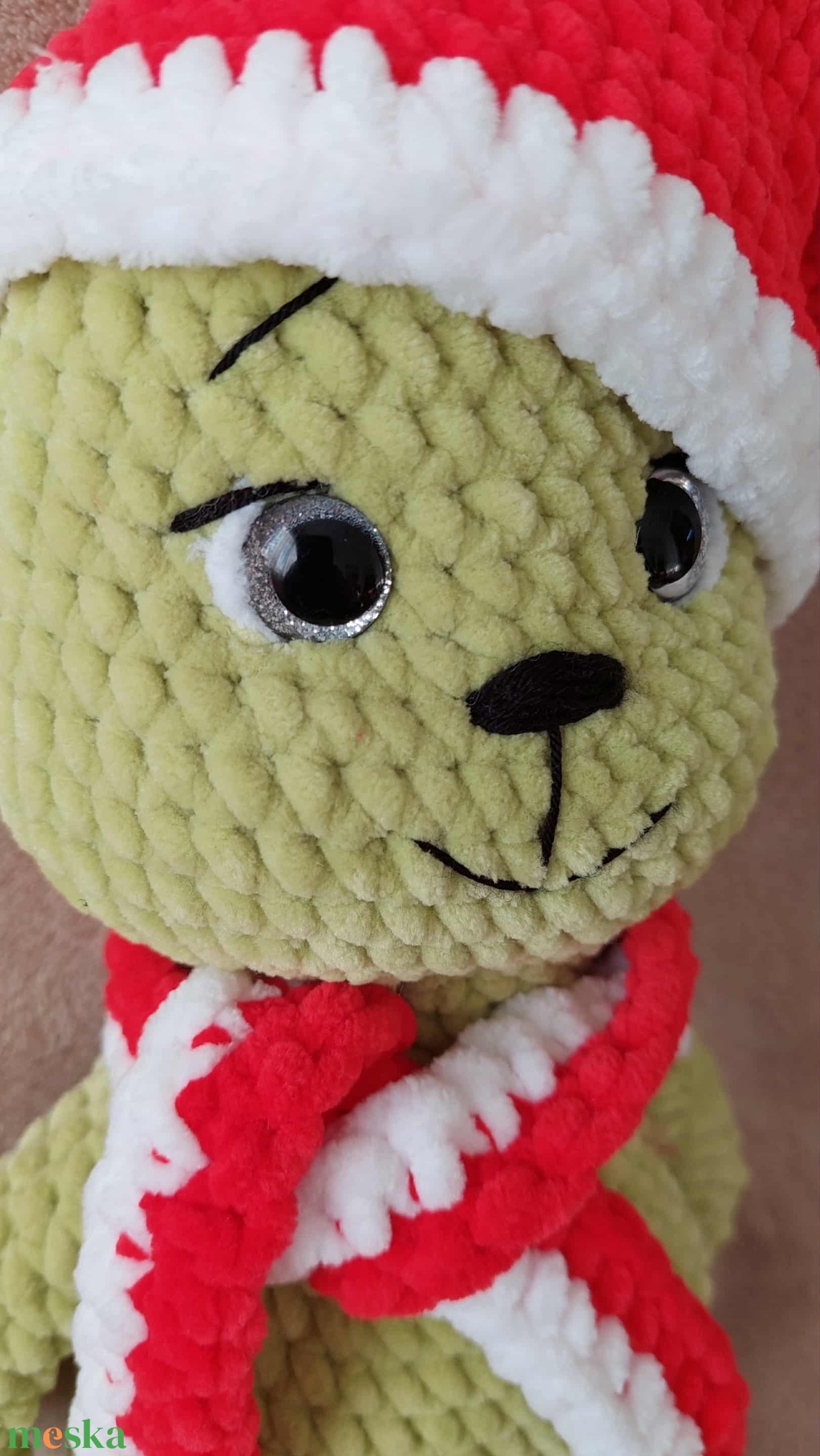 Horgolt Grincs - 30 cm - karácsony - karácsonyi lakásdekoráció - karácsonyi manók, figurák - Meska.hu