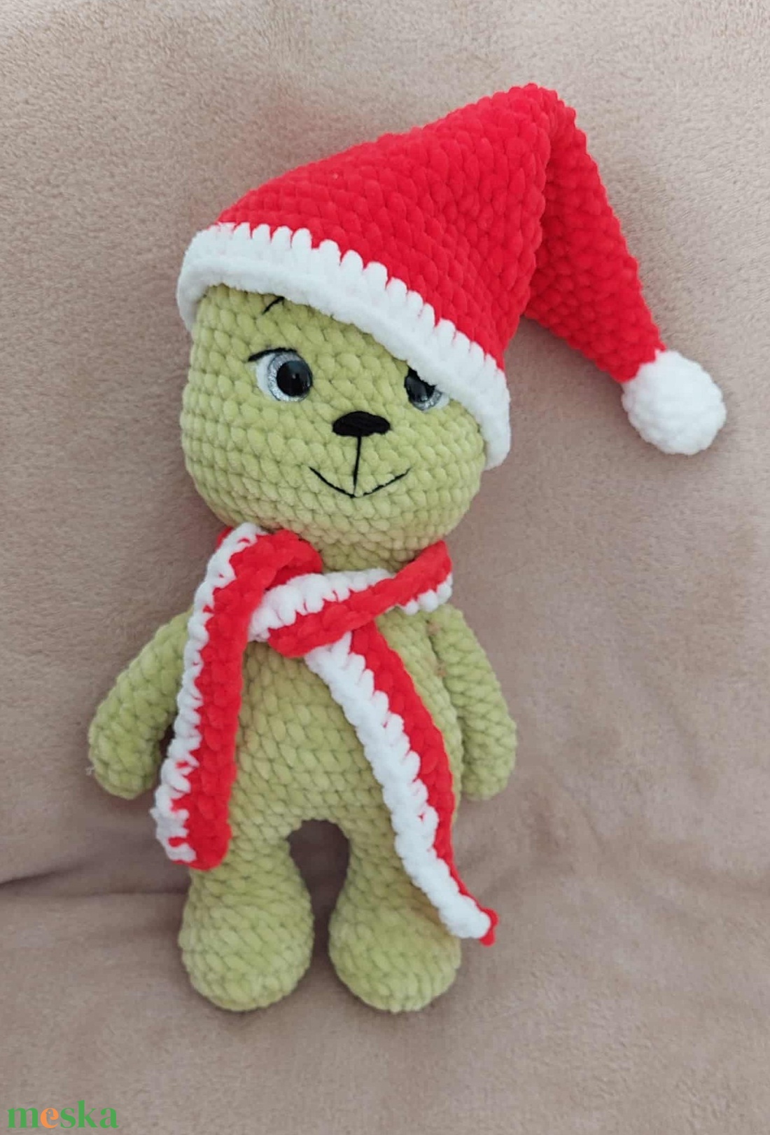 Horgolt Grincs - 30 cm - karácsony - karácsonyi lakásdekoráció - karácsonyi manók, figurák - Meska.hu