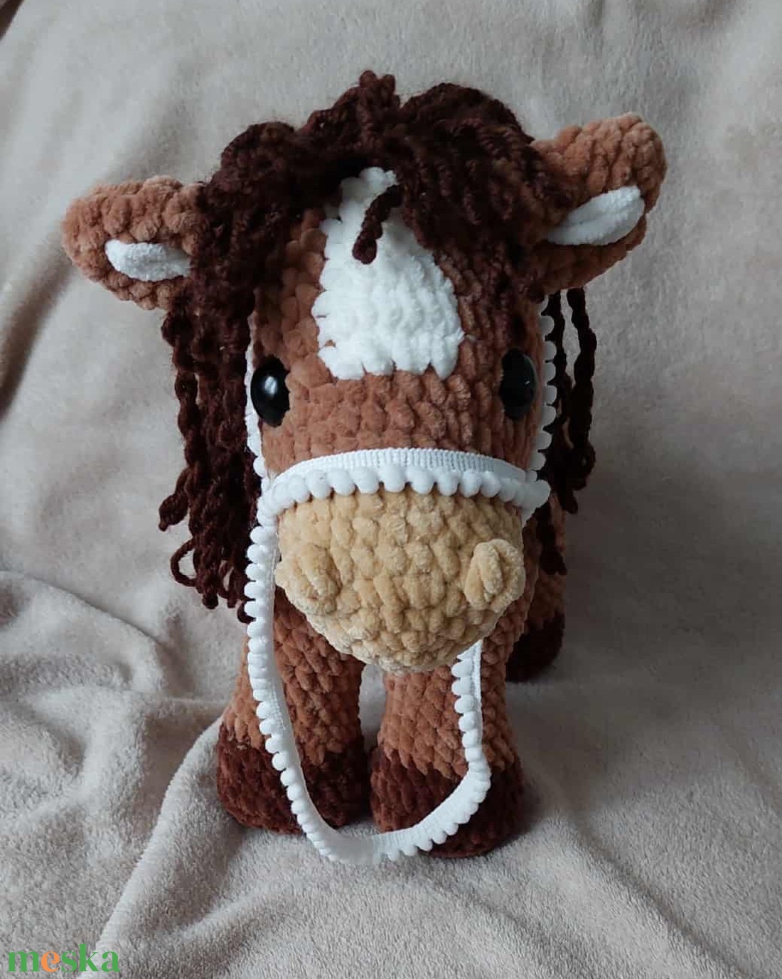 Horgolt lovacska - nagy méretű 27x25 cm  - játék & sport - plüssállat & játékfigura - ló - Meska.hu