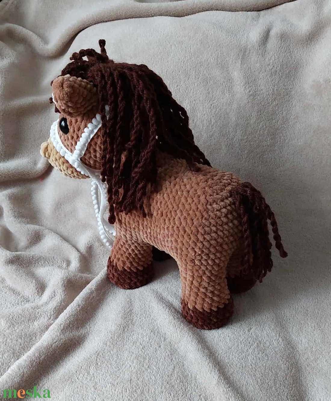 Horgolt lovacska - nagy méretű 27x25 cm  - játék & sport - plüssállat & játékfigura - ló - Meska.hu