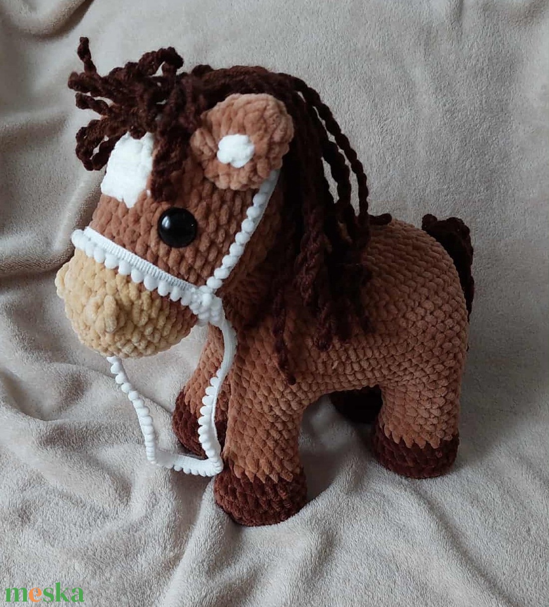 Horgolt lovacska - nagy méretű 27x25 cm  - játék & sport - plüssállat & játékfigura - ló - Meska.hu