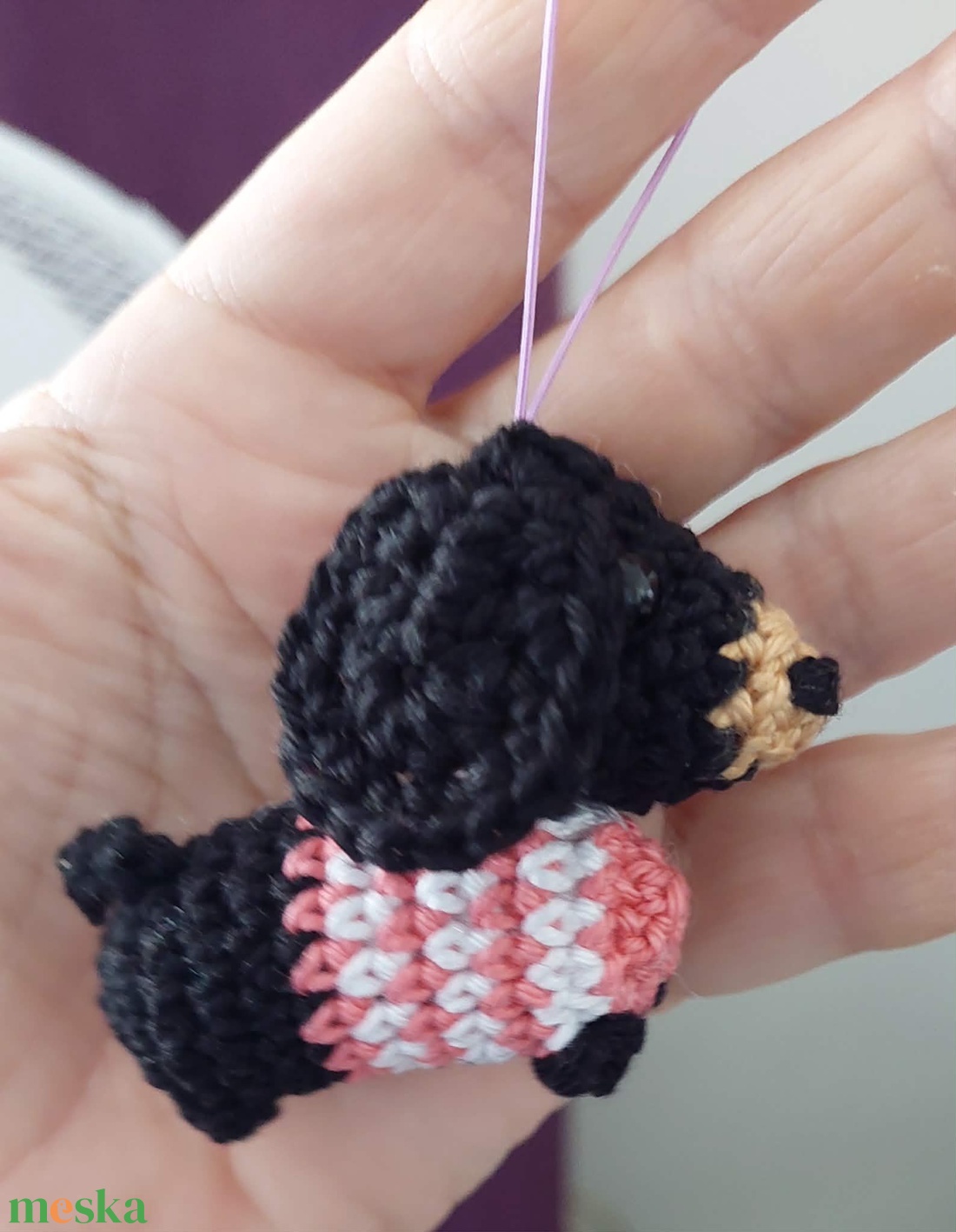 Horgolt tacskó - táska & tok - kulcstartó & táskadísz - kulcstartó - Meska.hu