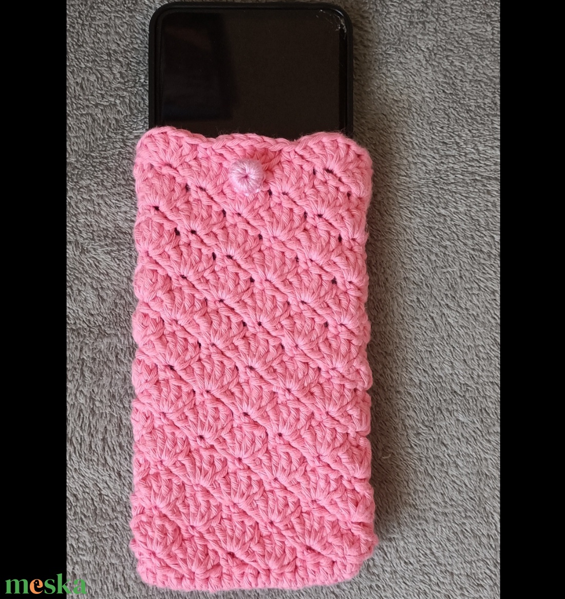Horgolt kagyló mintás telefon tartó  - táska & tok - pénztárca & más tok - telefontok - Meska.hu