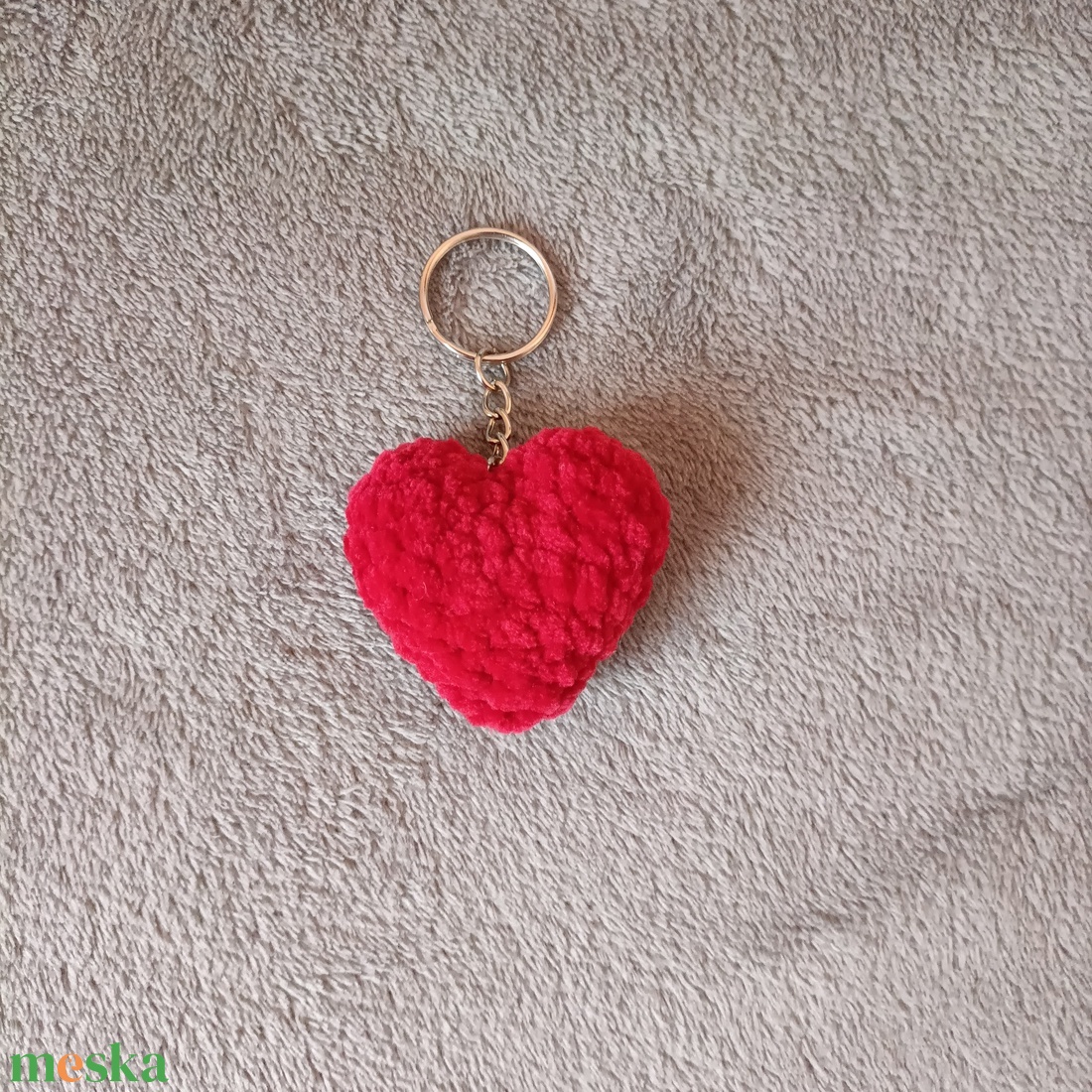 Horgolt bordó szivecske kulcstartó  - táska & tok - kulcstartó & táskadísz - kulcstartó - Meska.hu