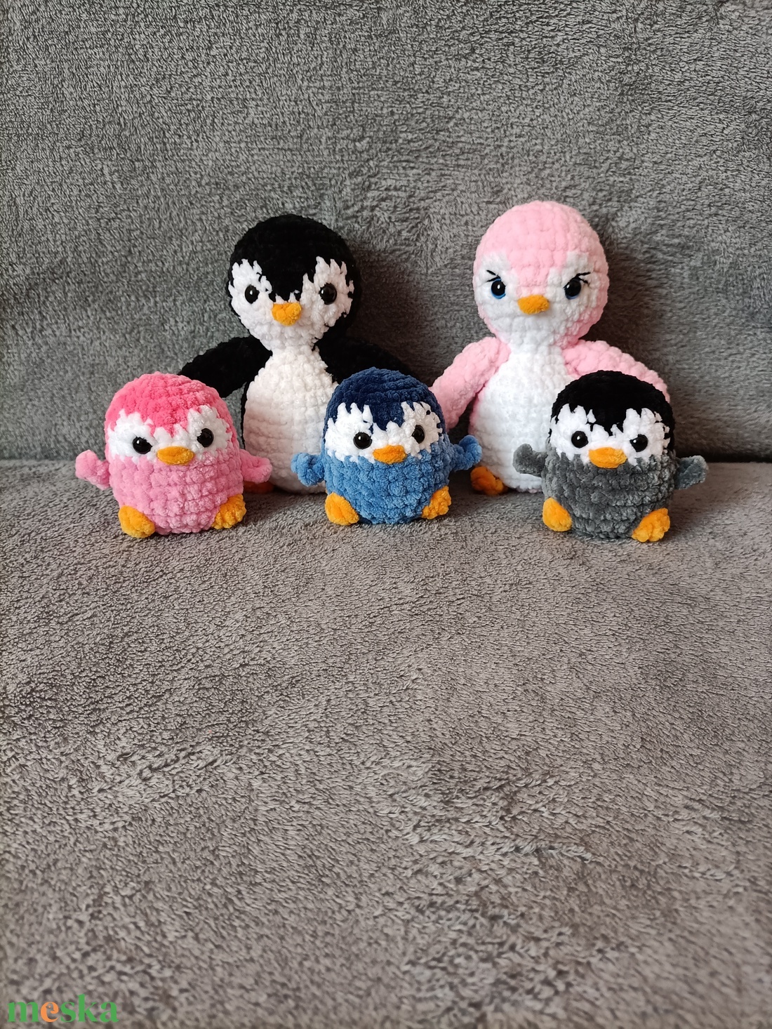 Horgolt pingvin család  - játék & sport - plüssállat & játékfigura - pingvin - Meska.hu