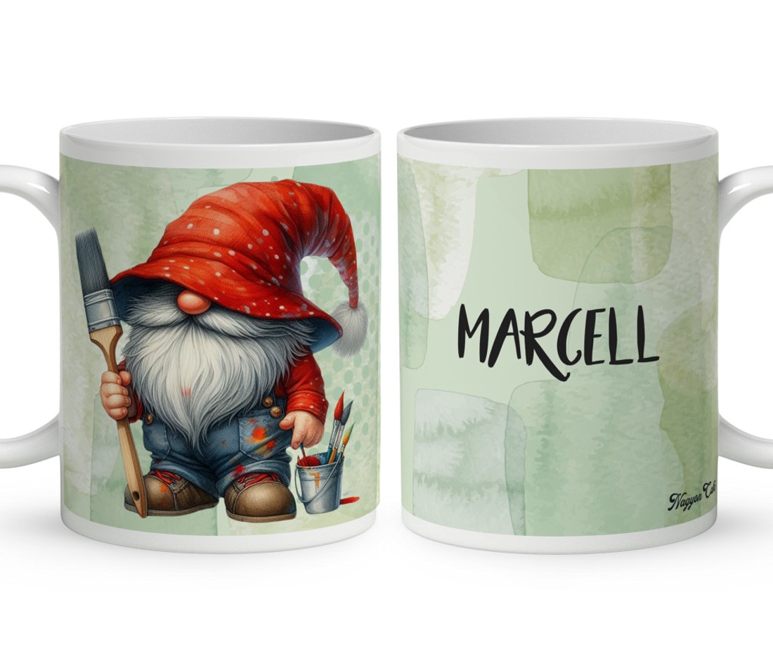 Névvel kérhető - Festő Ezermester manó mintás bögre - otthon & életmód - konyhafelszerelés, tálalás - tálalás - bögre & csésze - Meska.hu