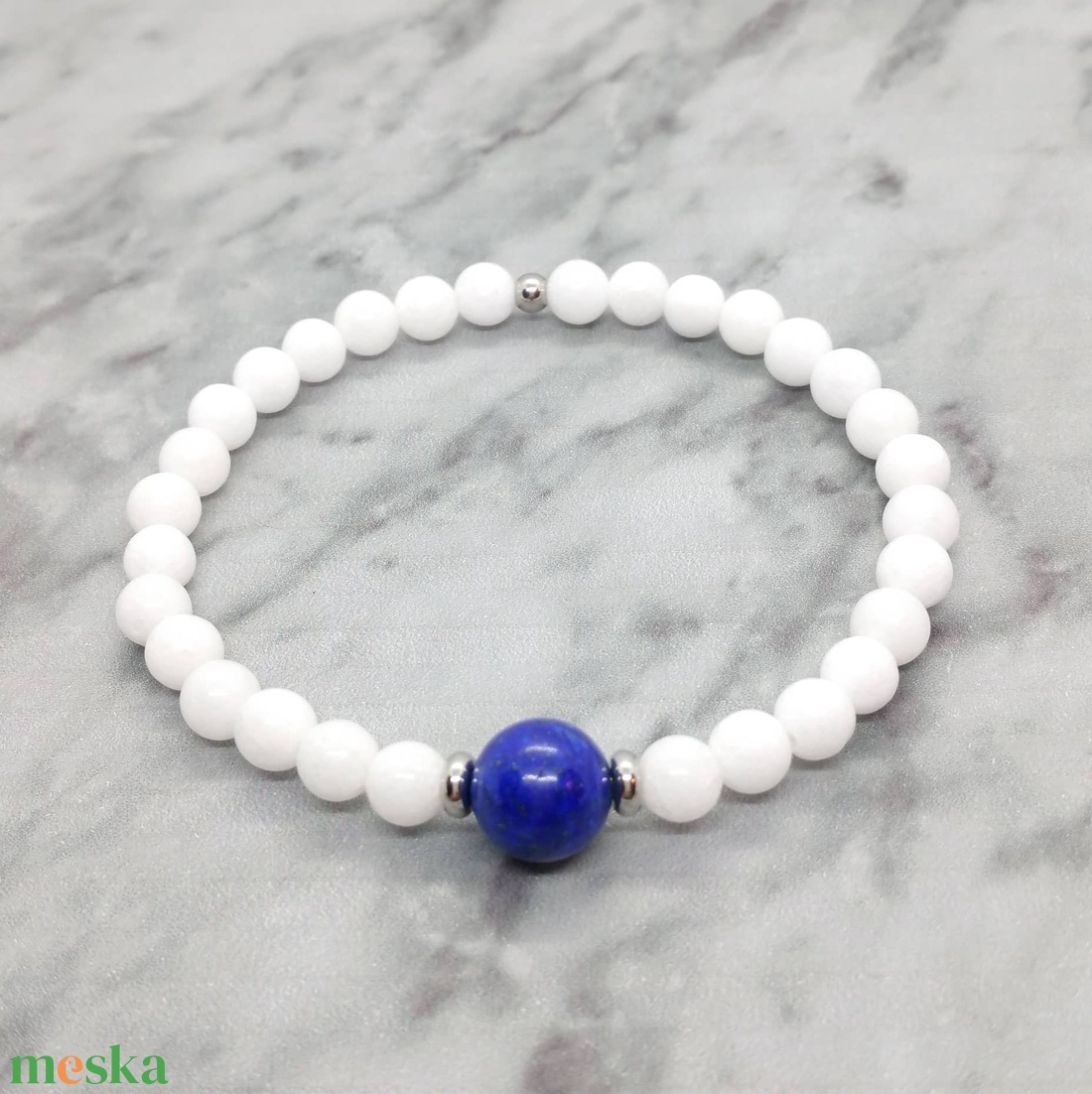 Jáde és Lapis lazuli ásványkarkötő nemesacél köztessel - ékszer - karkötő - ásványkarkötő - Meska.hu Jáde és Lapis lazuli ásványkarkötő nemesacél köztessel - ékszer - karkötő - ásványkarkötő - Meska.hu