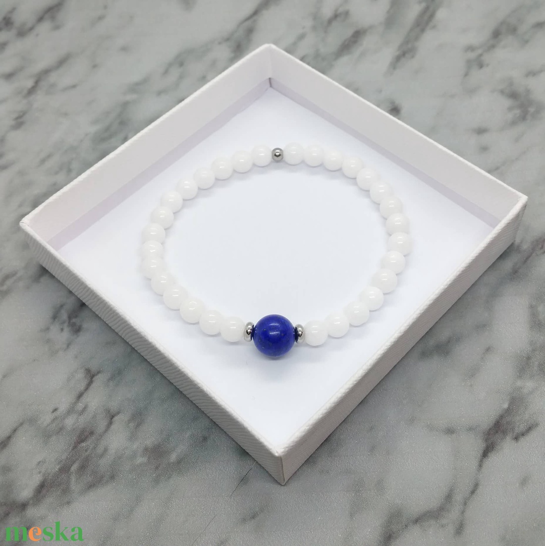 Jáde és Lapis lazuli ásványkarkötő nemesacél köztessel - ékszer - karkötő - ásványkarkötő - Meska.hu Jáde és Lapis lazuli ásványkarkötő nemesacél köztessel - ékszer - karkötő - ásványkarkötő - Meska.hu