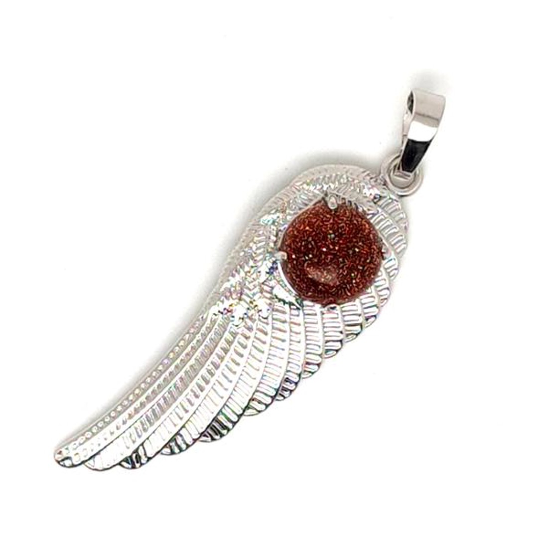 Angyalszárny fém medál goldstone vörös 15x45mm - ékszer - nyaklánc - medál - Meska.hu