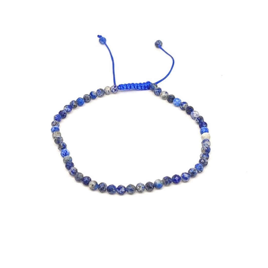 Fazettált lapis lazuli golyós ásvány karkötő csúszócsomóval 4�5mm - ékszer - karkötő - ásványkarkötő - Meska.hu