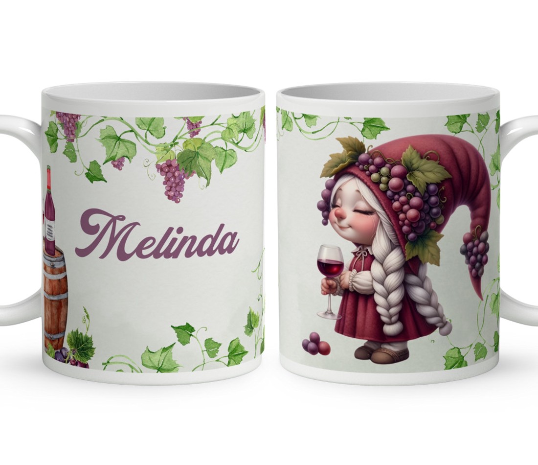 Névvel kérhető - Cuki borász manó lány mintás bögre - otthon & életmód - konyhafelszerelés, tálalás - tálalás - bögre & csésze - Meska.hu