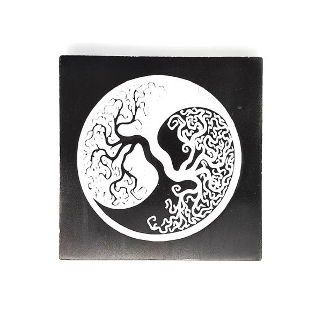 Szelenit négyzet yin yang fa fekete 7-8cm - kellékek & szerszámok - ásvány alapanyag - szelenit korong - Meska.hu