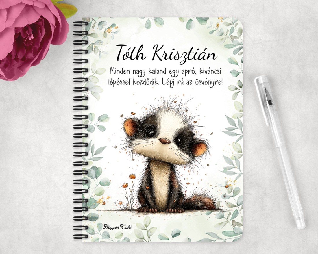 Személyre szabható - Az erdő bölcs remetéje, a cuki borz mintás A6-os füzet - otthon & életmód - papír, írószer - jegyzetfüzet & napló - Meska.hu