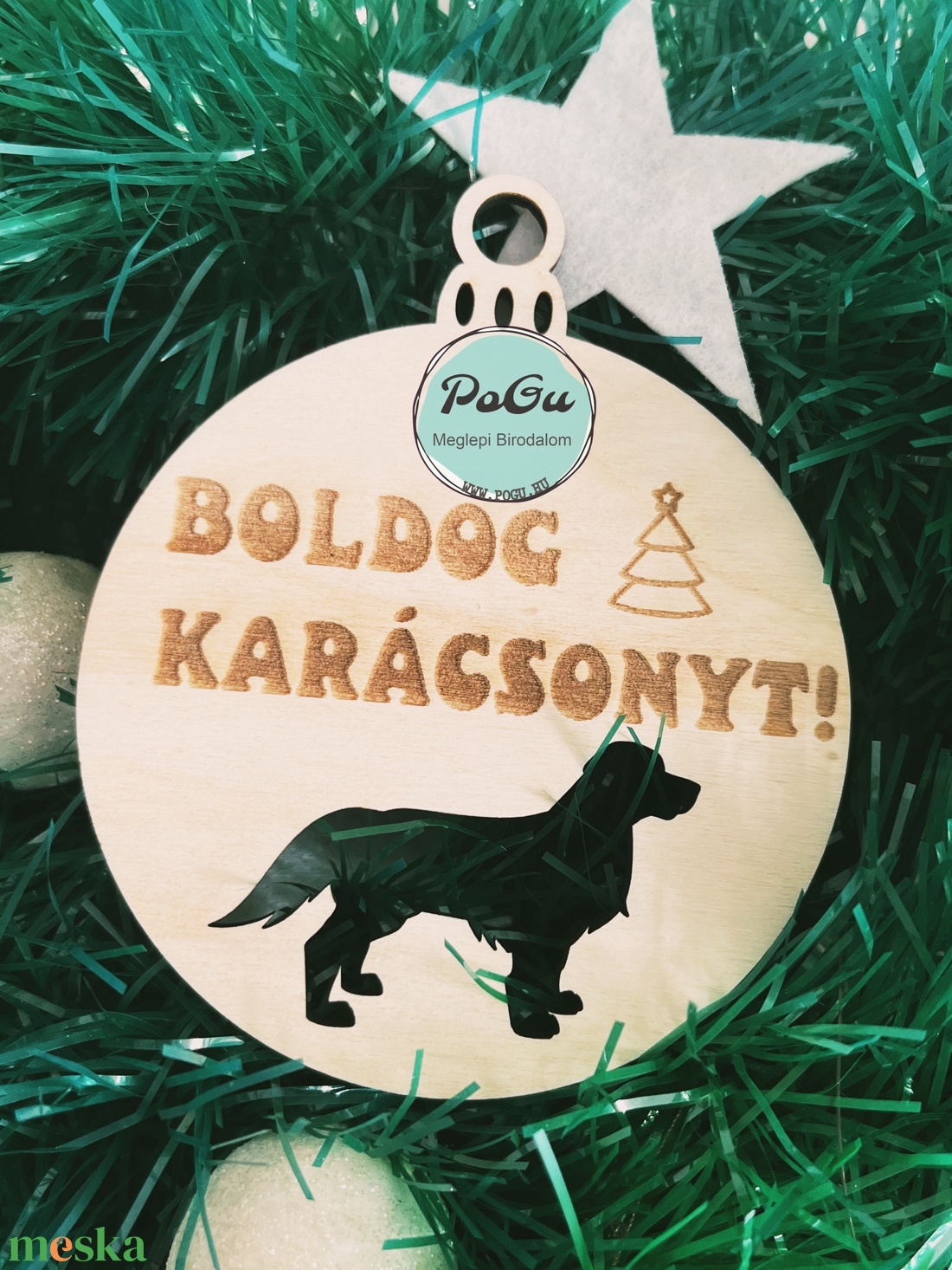 Golden retriever karácsonyfa dísz - karácsony - karácsonyi lakásdekoráció - karácsonyfadíszek - Meska.hu